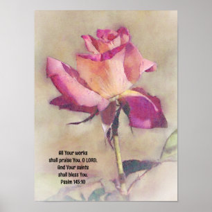 Belle affiche Rose Bible Verse Art