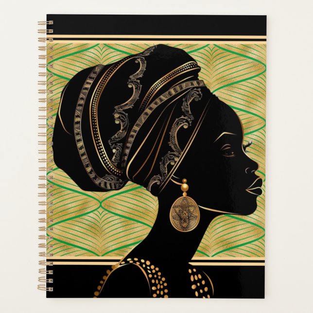 Belle Africaine Américaine Femme Vert Black Gold (Devant)
