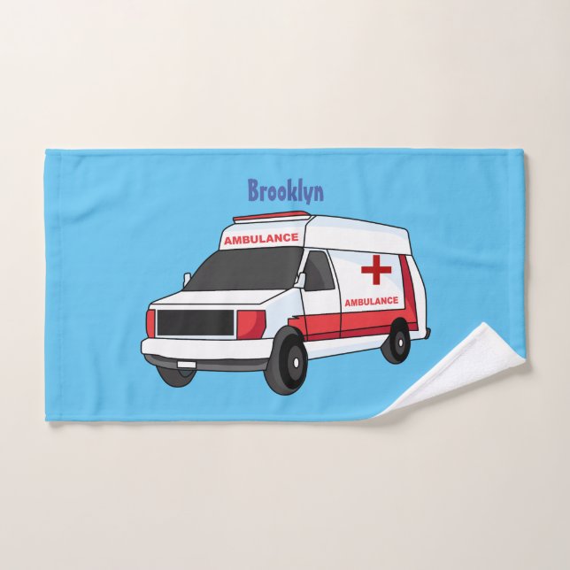 Belle ambulance rouge caricature van (Serviette à main)