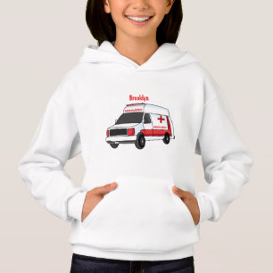 Belle ambulance rouge caricature van
