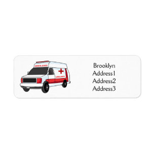 Belle ambulance rouge caricature van