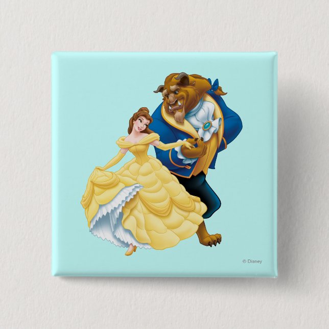 Belle and Beast 2 Inch Square Button (Front)