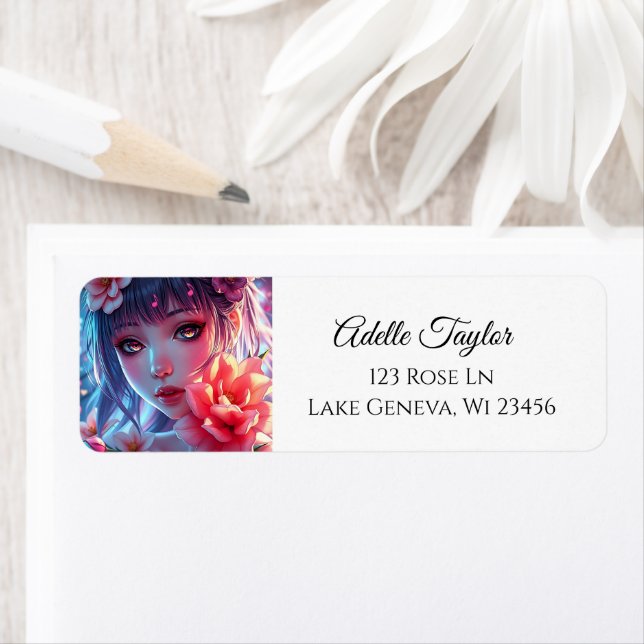 Belle Anime Girl Glitchcore Floral (En situation)