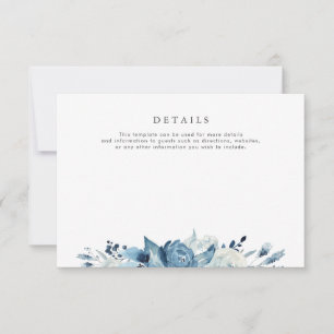 belle aquarelle bleu floral mariage détails carte