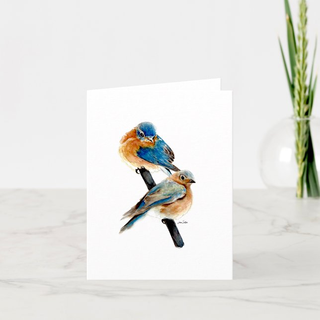 Belle Aquarelle Bleue Bleue Bleue Cartes de Notes  (Beautiful Watercolor Bluebird Blank Note Cards by Jenn Steffen Art.)