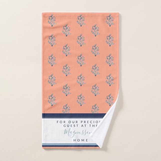Belle aquarelle corail salmonpink personnalisé INV (Serviette à main)