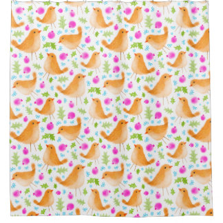 Belle Aquarelle Douce Oiseau Douche Rideau