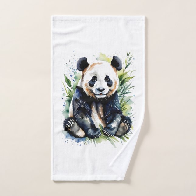 Belle aquarelle Panda Bear (Serviette à main)