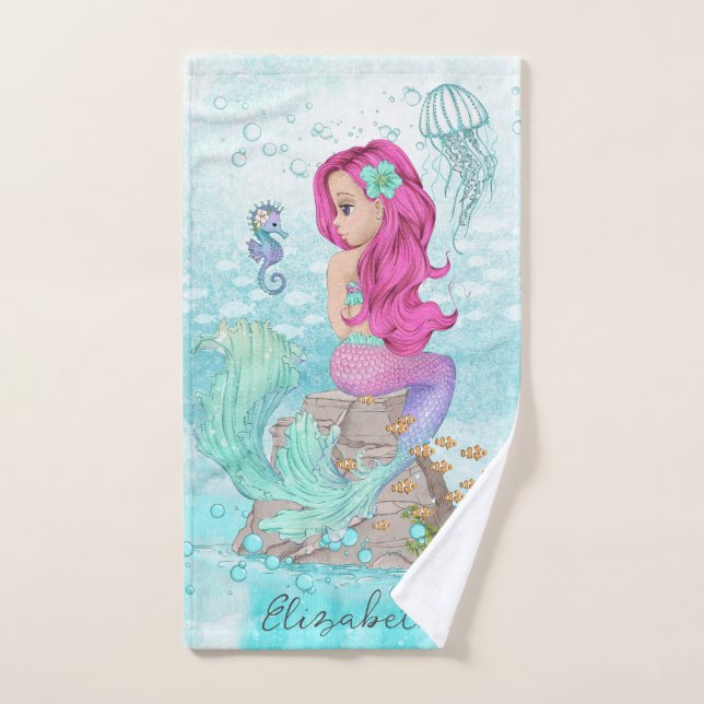Belle Aquarelle Petite Sirène (Serviette à main)