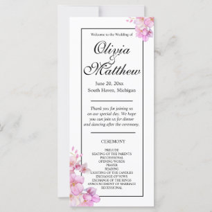 Belle aquarelle rose fleurit programme de mariage