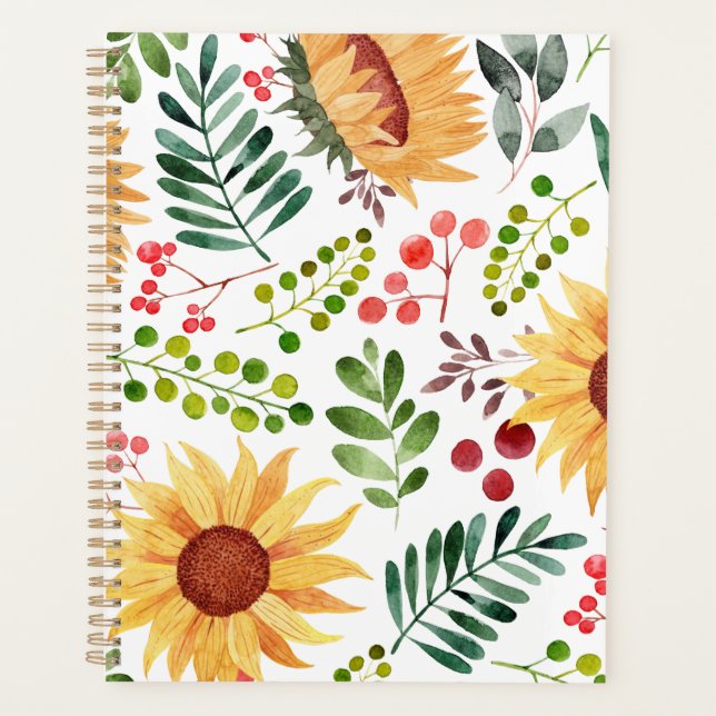 Belle aquarelle tournesols et baies  (Devant)