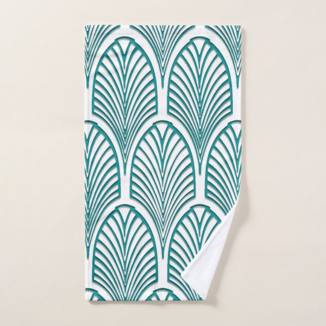 Belle, Art déco, nouveau, modèle, turquoise, blanc (Serviette à main)