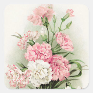 Belle autocollant de fleurs d'œillet vintage