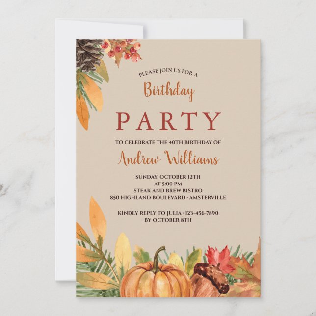 Belle automne Invitation d'anniversaire (Devant)
