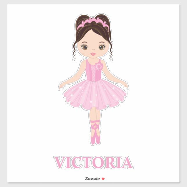 Belle Ballerina Girl Custom-Cut Vinyl Sticker (Feuille)