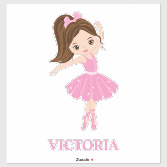 Belle Ballerina Girl Custom-Cut Vinyl Sticker (Feuille)
