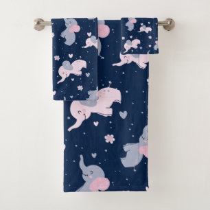 Belle bande dessinée éléphants motif sur bleu mari