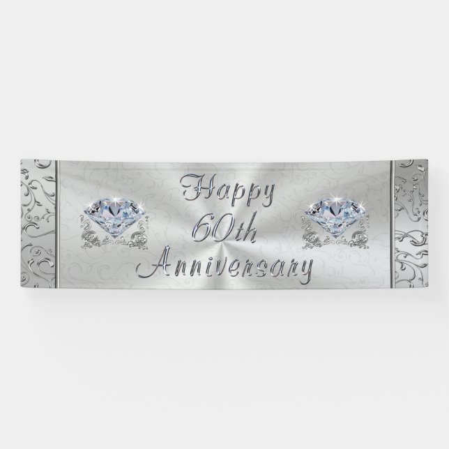 Belle bannière du 60e anniversaire Diamond Happy (Horizontal)