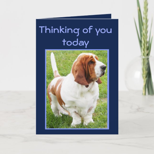 Belle Basset Hound sur la jolie carte "Fête des pè (Devant)