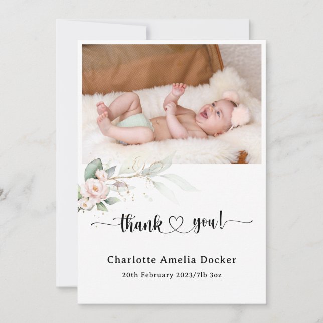 Belle Bébé Carte de remerciements personnalisée (Devant)