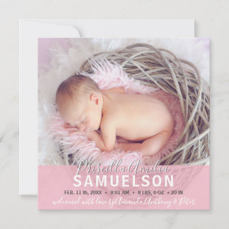 Belle Bébée fille Faire-part de naissance PHOTO ro