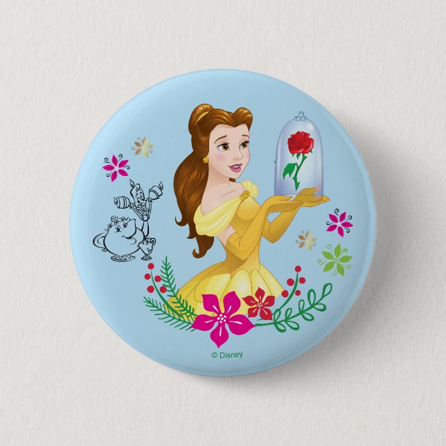 Belle | Belle And Her Christmas Rose 2 Inch Round Button (Front)