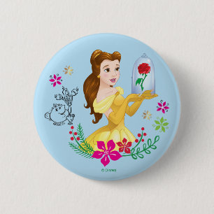 Belle   Belle And Her Christmas Rose 2 Inch Round Button