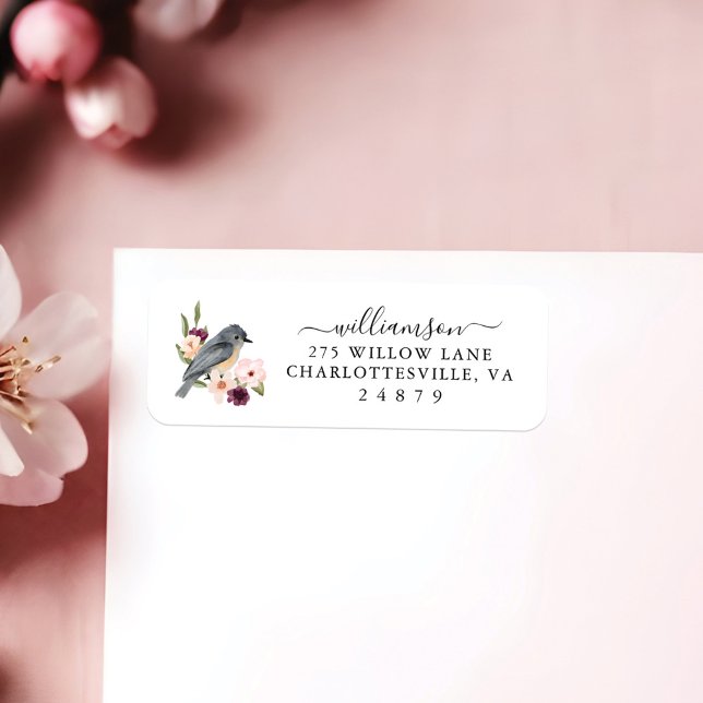 Belle Bohème Style Aquarelle Oiseau & Branche (Beautiful Bohemian Style Watercolor Bird & Branch Label)