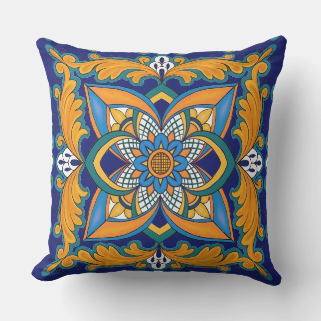 Belle Boho Italien Carrelage Coussin extérieur (Recto)