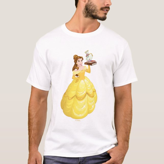 Belle | Books With Mrs. Potts And Chip T-Shirt (Front)