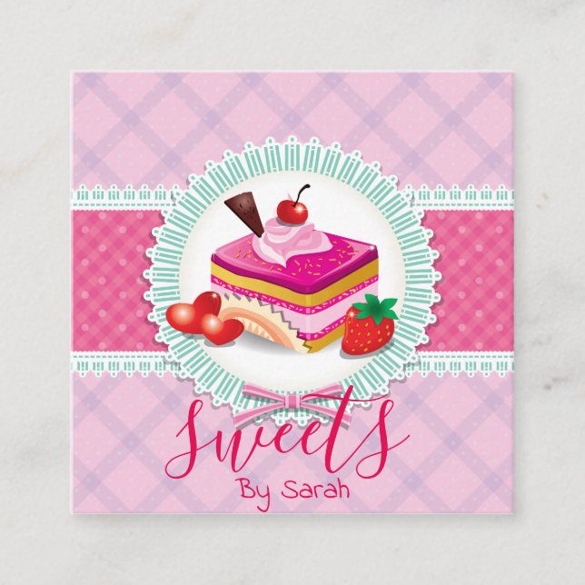 Belle boulangerie Cake Carte de visite rose (Devant)