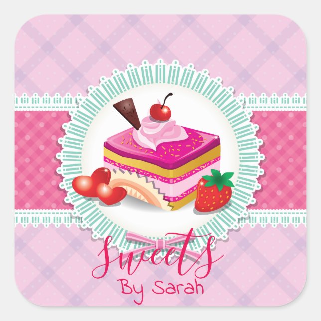 Belle boulangerie Cake Sticker rose (Devant)