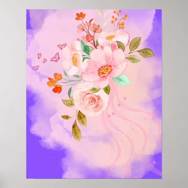 Belle brosse à poster de fleurs (Devant)