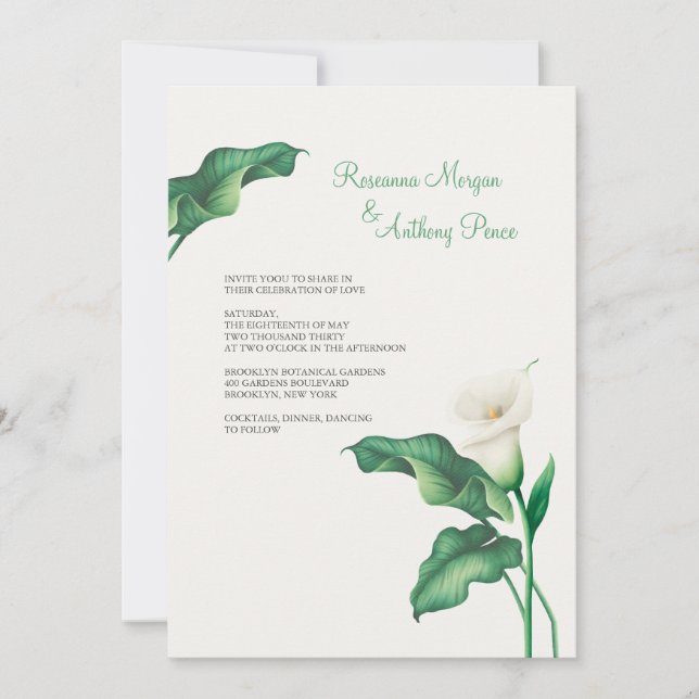Belle Calla Lily Mariage Invitations (Devant)