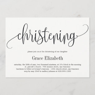 Belle Calligraphie Christening Invitation