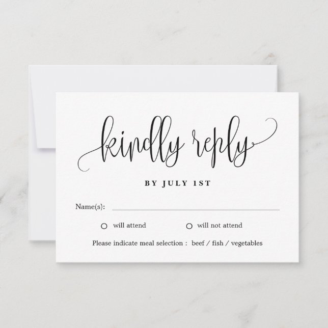 Belle calligraphie COULEUR MODIFIABLE Carte RSVP L (Devant)