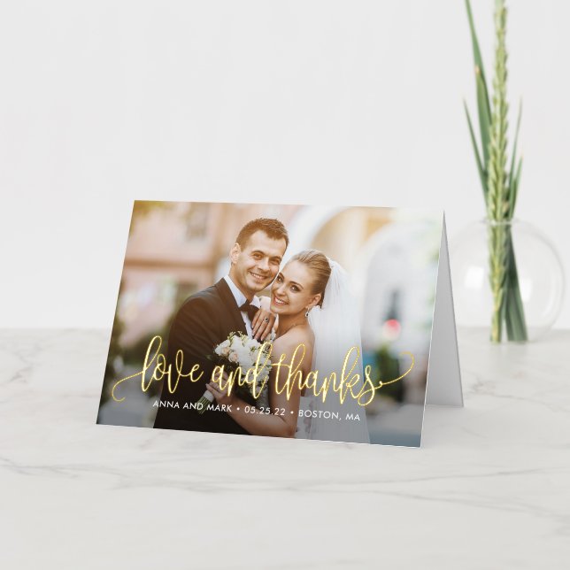 Belle Calligraphie FOIL Carte de remerciements pli (Recto)