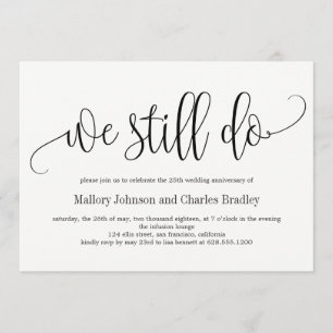 Belle Calligraphie Mariage Anniversaire Invitation
