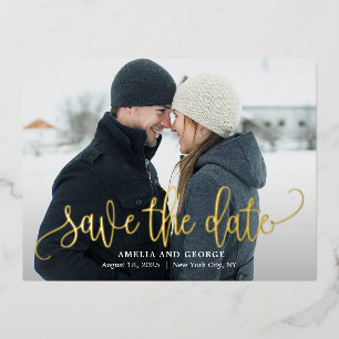 Belle Calligraphie Pile Enregistrer La Date Carte 