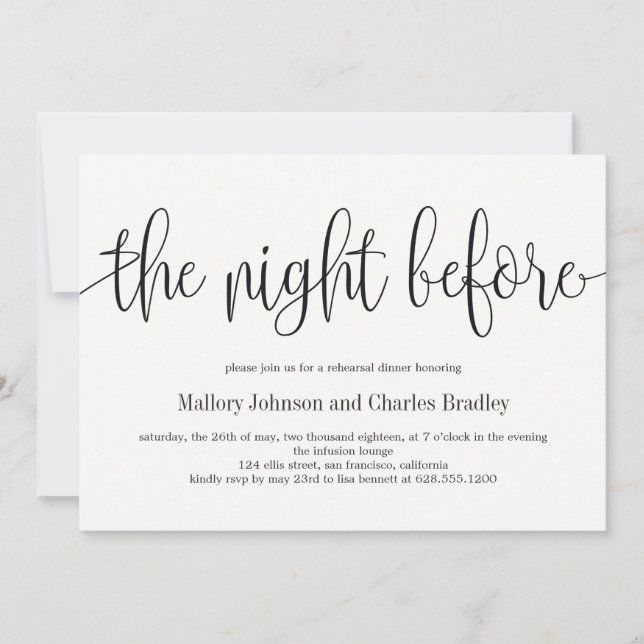Belle Calligraphie Répétition Dîner Invitation (Devant)