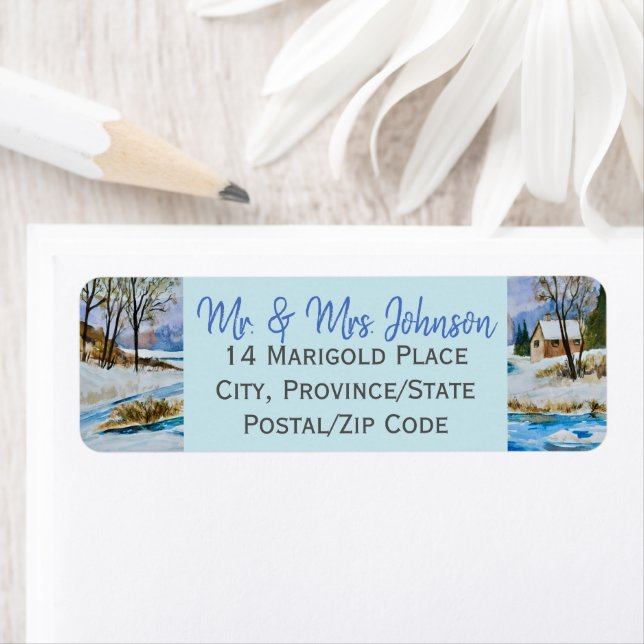 Belle campagne d'hiver Étiquette (En situation)