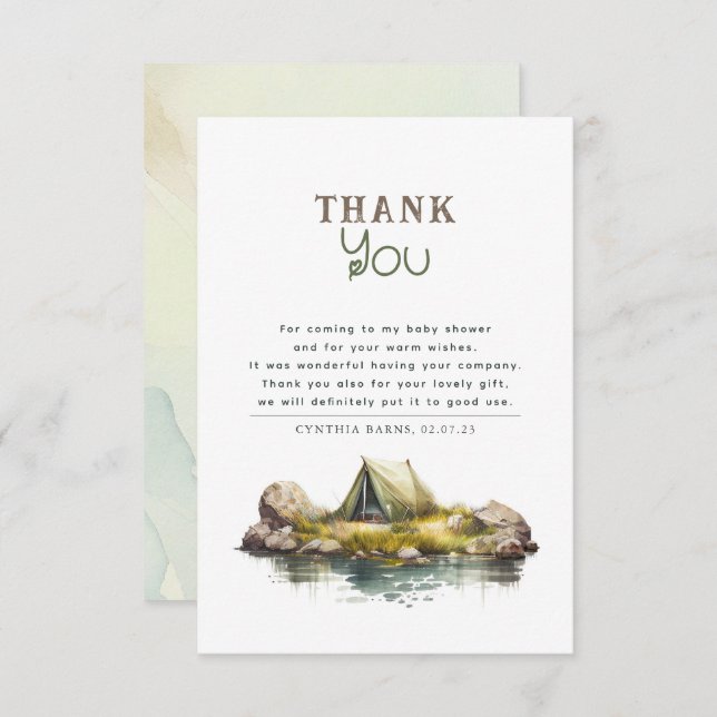Belle Camping Merci à thème Baby shower (Devant / Derrière)