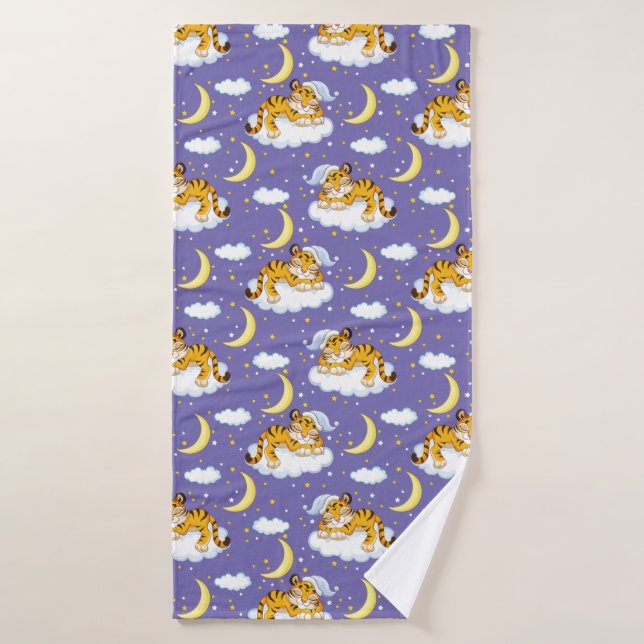 Belle caricature tigre endormi (Serviette de bain)