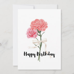 Belle Carnation rose Bouquet Carte Anniversaire