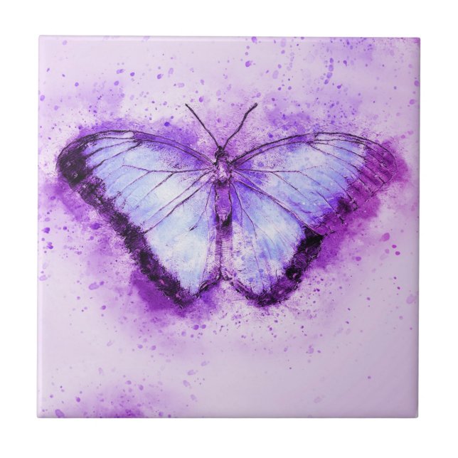 Belle Carreaux en céramique de papillon violet (Devant)