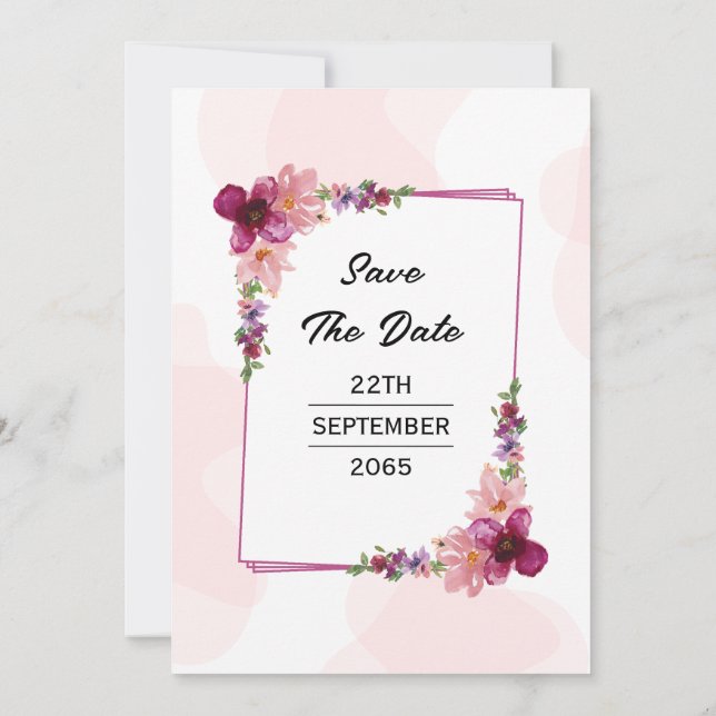 Belle carte à faire-part de mariage fleurie douce (Dos)