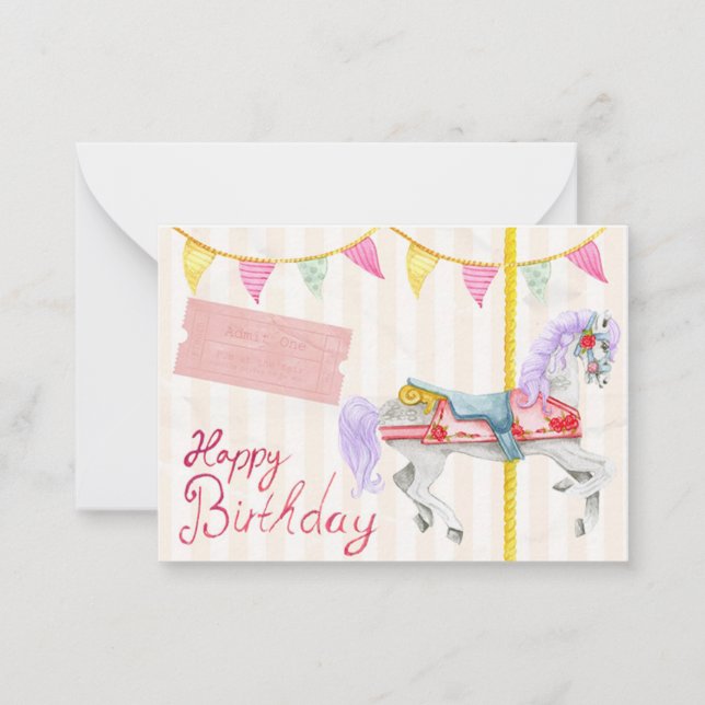 Belle Carte Anniversaire Avec Carrousel (Devant)