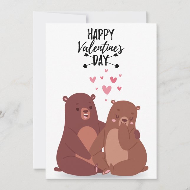 Belle carte d'amour pour l'ours pour la Saint Vale (Devant)