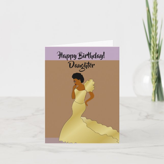 Belle carte d'anniversaire afro-américaine fille (Devant)