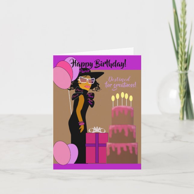 Belle carte d'anniversaire afro-américaine fille (Devant)